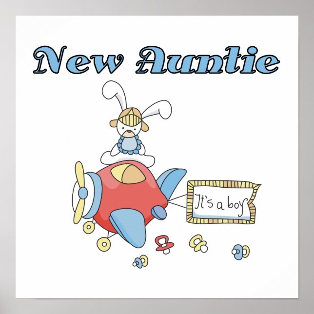 Flugzeug Neue Tante Boy T - Shirt und Geschenke Poster (Vorne)