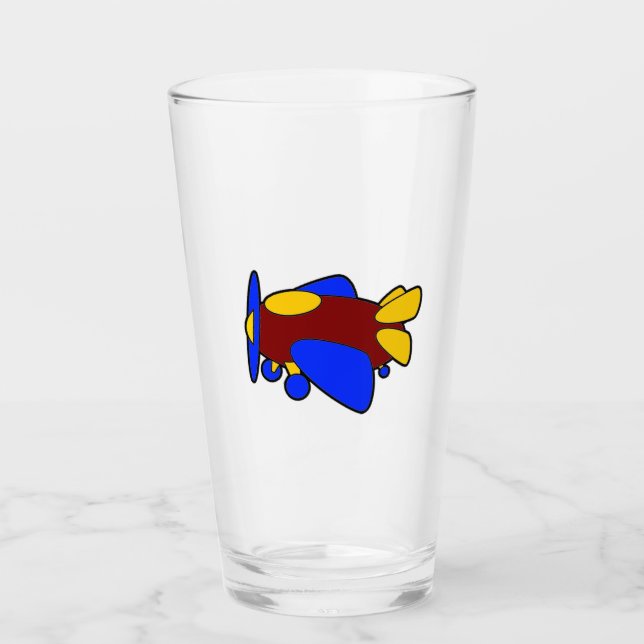 Flugzeug Niedlich farbiger Cartoon Kinder Flugzeug Glas (Vorderseite)