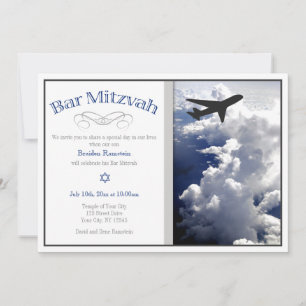 Flugzeug oberhalb der Wolken Bar Mitzvah Einladung