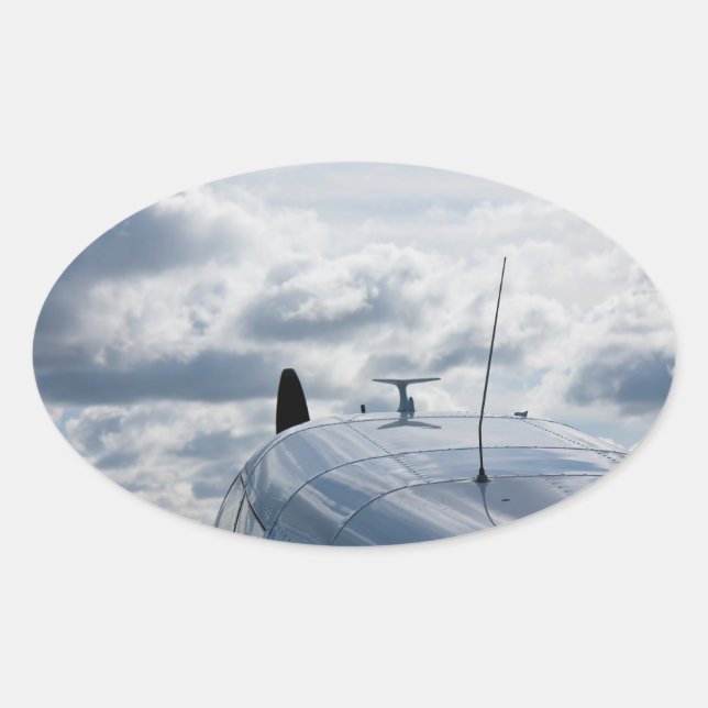 Flugzeug Ovaler Aufkleber (Vorderseite)