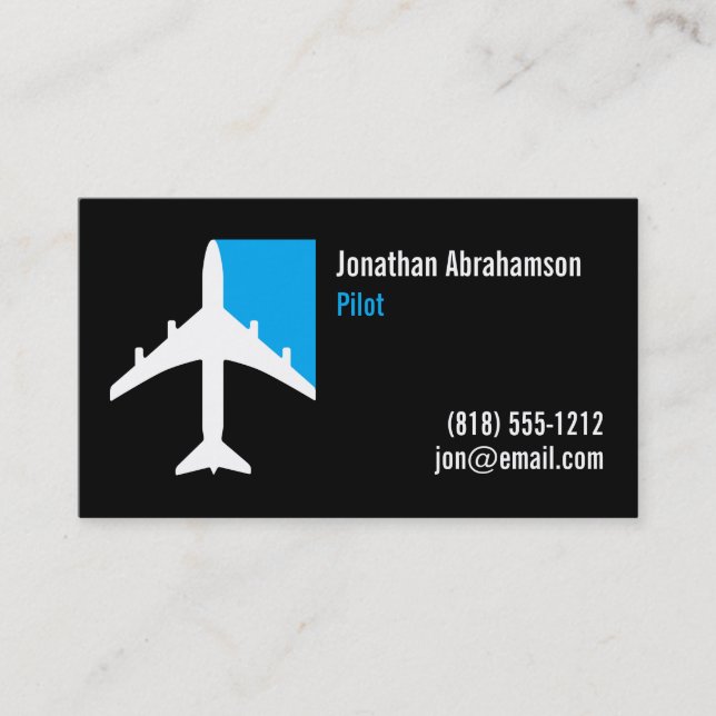 Flugzeug Pilot Business Cards Schwarz/Weiß Visitenkarte (Vorderseite)