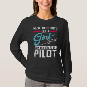 Flugzeug Pilot Mädchen Vintage Bewegung über Junge T-Shirt
