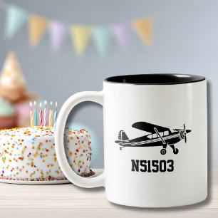 Flugzeug Piper Cub Benutzerdefinierte Registriernu Zweifarbige Tasse