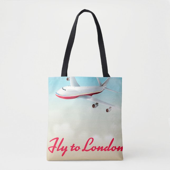Flugzeug-Plakat Fly To London Tasche (Vorderseite)