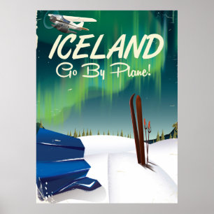 Flugzeug-Reiseplakat Islands Vintages Poster