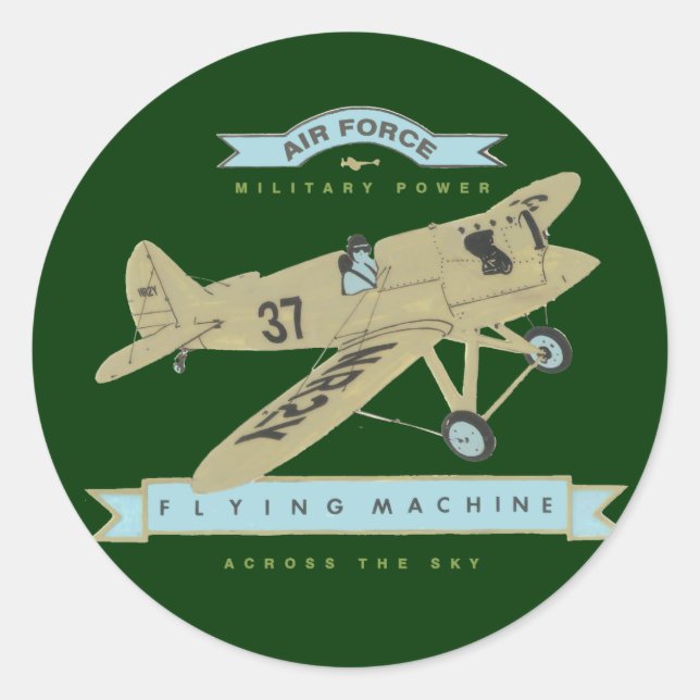 Flugzeug Runder Aufkleber (Vorderseite)