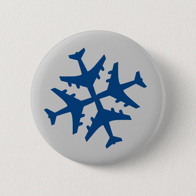 Flugzeug-Schneeflocke Button (Vorderseite)