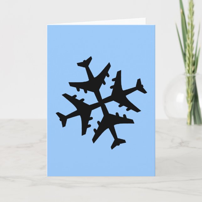 Flugzeug-Schneeflocke Feiertagskarte (Vorderseite)