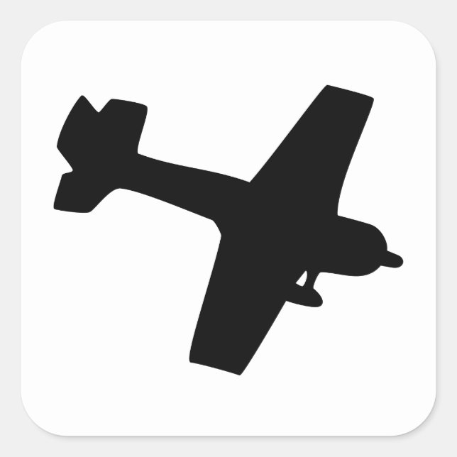 Flugzeug Silhouette Quadratischer Aufkleber (Vorderseite)