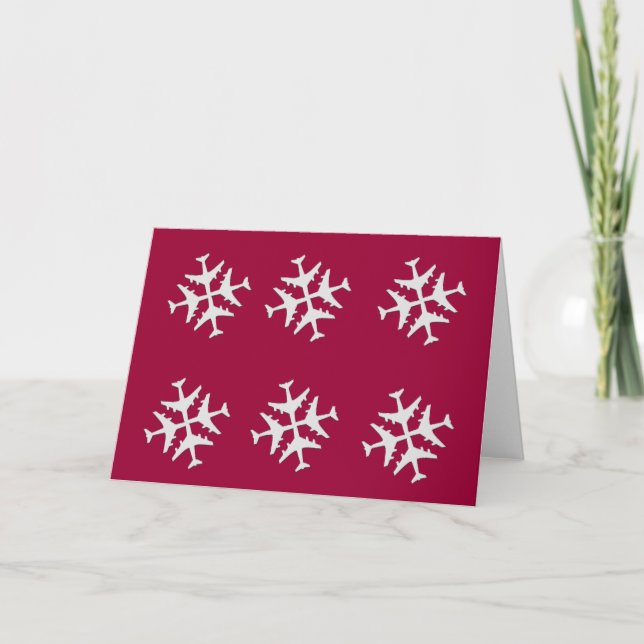 Flugzeug Snowflake Combo Feiertagskarte (Vorderseite)