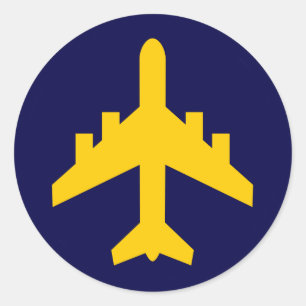 Flugzeug-Symbol im Kreis Runder Aufkleber