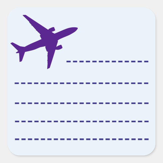Flugzeug-Symbol Quadratischer Aufkleber (Vorderseite)