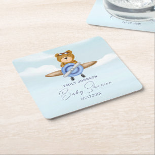 Flugzeug-Teddy-Bär Rechteckiger Pappuntersetzer