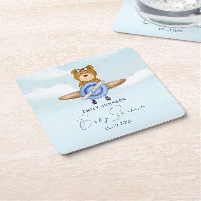 Flugzeug-Teddy-Bär Rechteckiger Pappuntersetzer (angewinkelt)