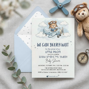  Flugzeug-Teddybär-Junge-Baby-Shower-Einladung  Einladung