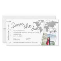 Flugzeug Ticket Boarding Pass Foto Save the Date