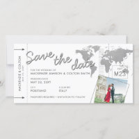 Flugzeug Ticket Boarding Pass Foto Save the Date