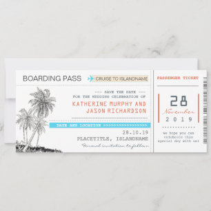 Flugzeug Tickets Boarding Pass Design Save The Date