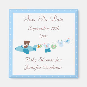 Flugzeug-u. Clothesline-Blau-Save the Date Magnet