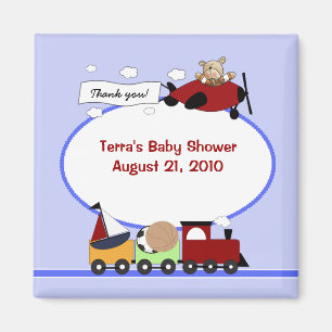 FLUGZEUG u. ZUG Babyparty-Bevorzugungs-Magnet Magnet