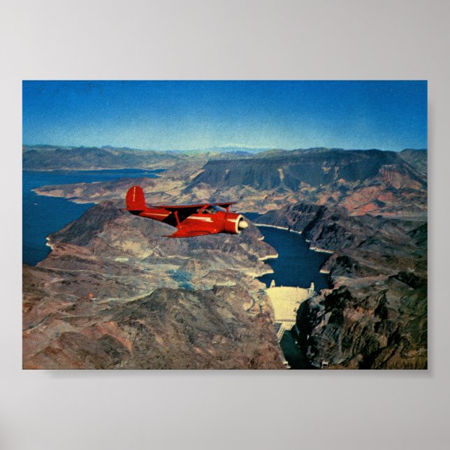 Flugzeug über Hoover-Damm Vintag Poster (Vorne)