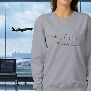 Flugzeug und Herz   minimal   Luftfahrt   Reise- Sweatshirt
