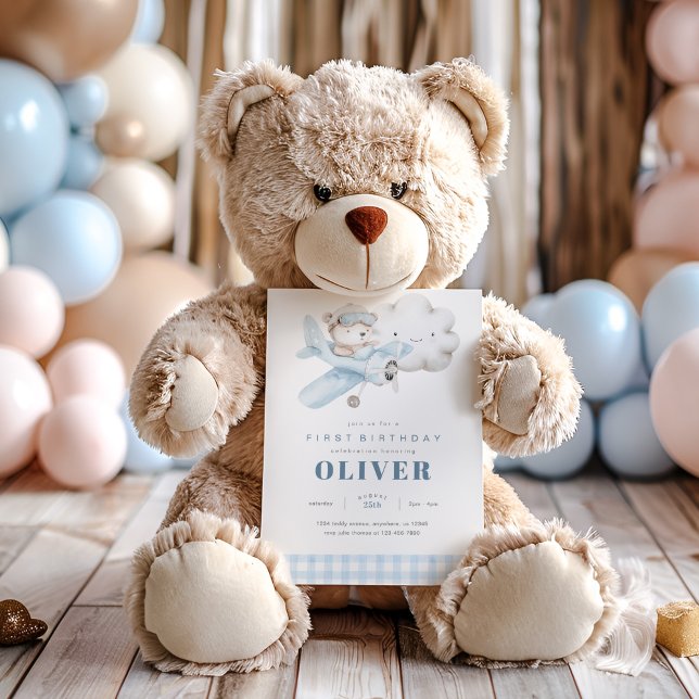 Flugzeug und Teddy Bear Geburtstag Einladung (Von Creator hochgeladen)