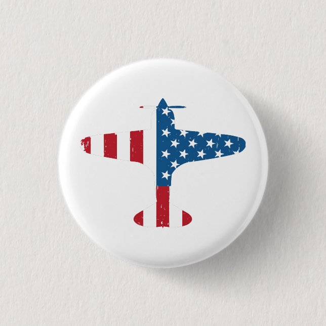 Flugzeug USA-Flagge Veteran Pilot Geschenk Button (Vorderseite)