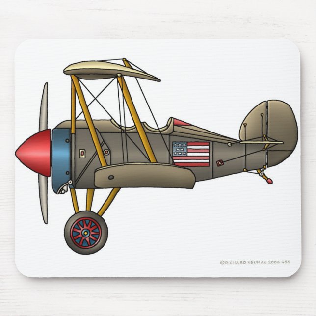 Flugzeug-Vintage Doppeldecker-Mausunterlage Mousepad (Vorne)