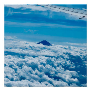 Flugzeug vor Fuji Japan Reise Skyline Poster