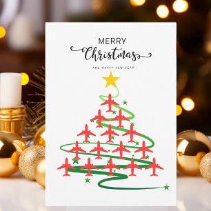 Flugzeug Weihnachtsbaum Familienfoto Cute Benutzer Feiertagskarte