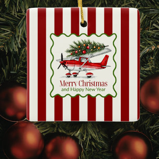 Flugzeug-Weihnachtsbaum & Foto Einfache Luftfahrt Keramikornament