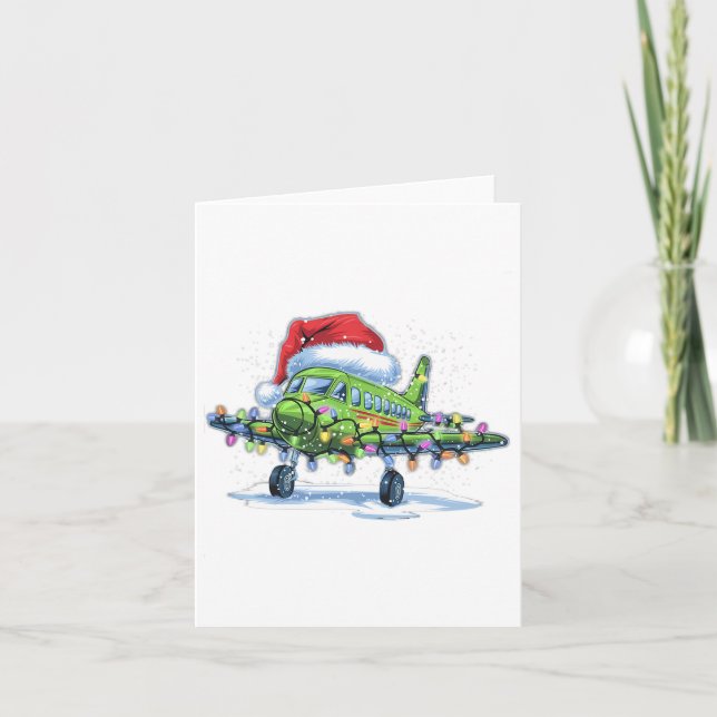 Flugzeug Weihnachtsbaum Lichter Frohe Weihnachten  Karte (Vorderseite)