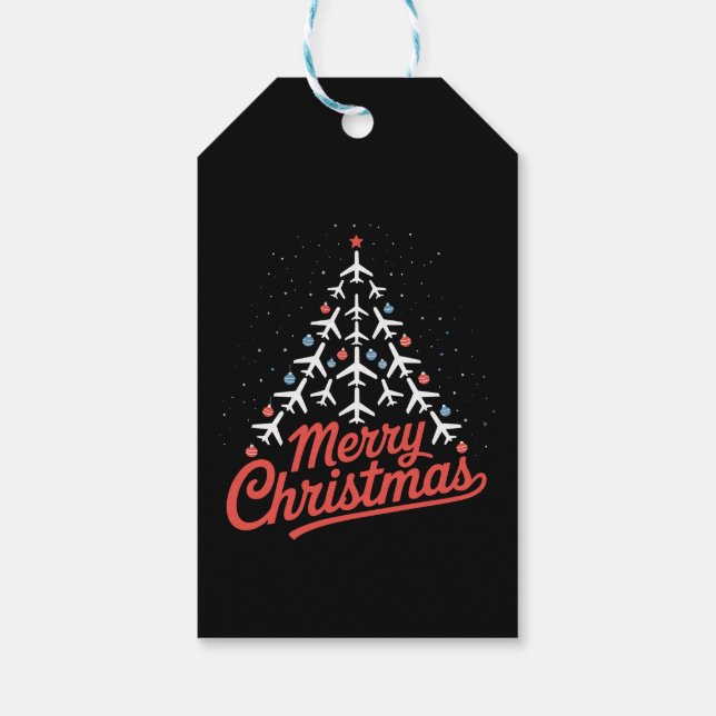Flugzeug-Weihnachtsbaum-Pilot Geschenkanhänger (Rückseite)