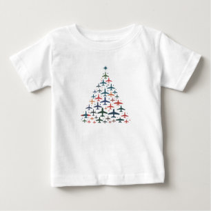 Flugzeug Weihnachtsbaum Retro Pilot Fliegen Flug Baby T-shirt
