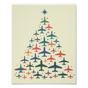 Flugzeug Weihnachtsbaum Retro Pilot Fliegen Flug  Fotodruck
