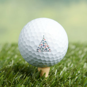 Flugzeug Weihnachtsbaum Retro Pilot Fliegen Flug Golfball