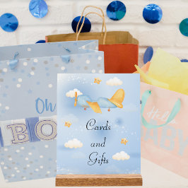 Flugzeug, Wolken & Sterne, Blau, Baby Boy, Niedlic Acrylschild