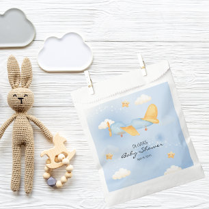 Flugzeug, Wolken & Sterne, Blau, Baby Boy, Niedlic Geschenktütchen