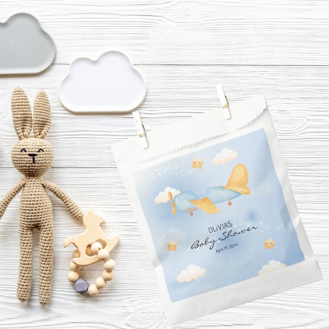Flugzeug, Wolken & Sterne, Blau, Baby Boy, Niedlic Geschenktütchen (Von Creator hochgeladen)