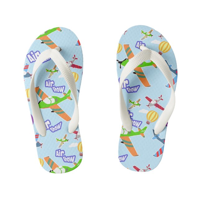Flugzeug zeigt Blue Kid's Flip Flops (Fußbett)