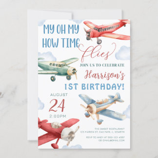 Flugzeug-Zeit fliegt Flugzeug Geburtstag Einladung