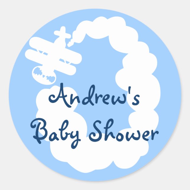 Flugzeugaufkleber für Babydusche Runder Aufkleber (Vorderseite)