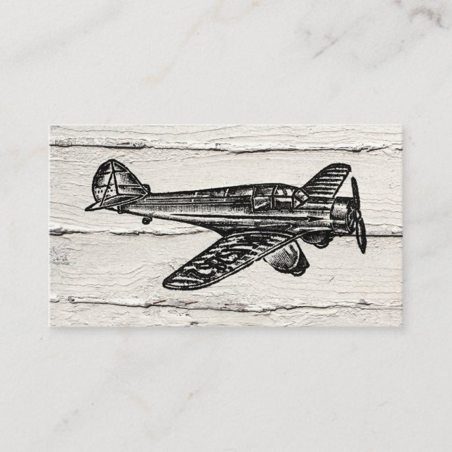 Flugzeugbetriebskarten - Vintages Holz Visitenkarte (Vorderseite)