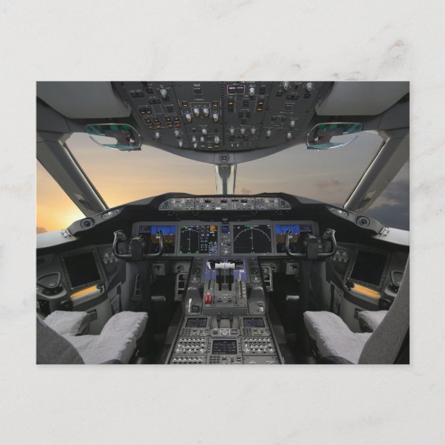 Flugzeugcockpit Postkarte (Vorderseite)