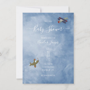 Flugzeuge am Himmel Baby Shower  Einladung