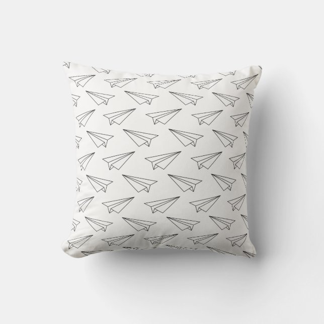Flugzeuge aus schwarzem und weißem Papier Kissen (Vorderseite)