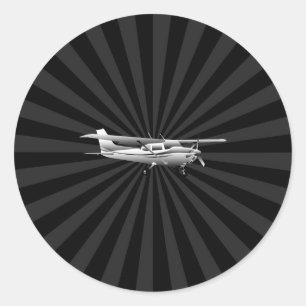 Flugzeuge Cessna Silhouette Flug Black Burst Runder Aufkleber