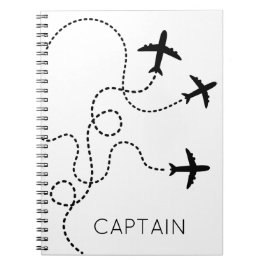 Flugzeuge, die Herzkapitän NAME Aviation Fun flieg Notizblock