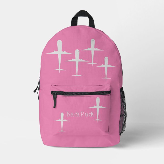 Flugzeuge, die hohe Kinder fliegen Rosa Personalis Bedruckter Rucksack (Vorderseite)